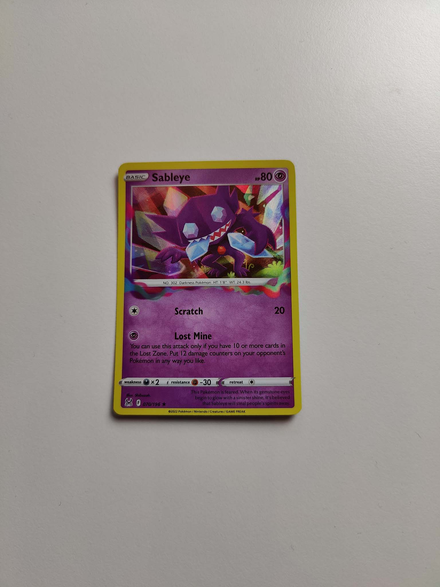 Sableye Holo #070/196 – Sword & Shield: Lost Origin Sableye Holo #070/196 – Sword & Shield: Lost Origin