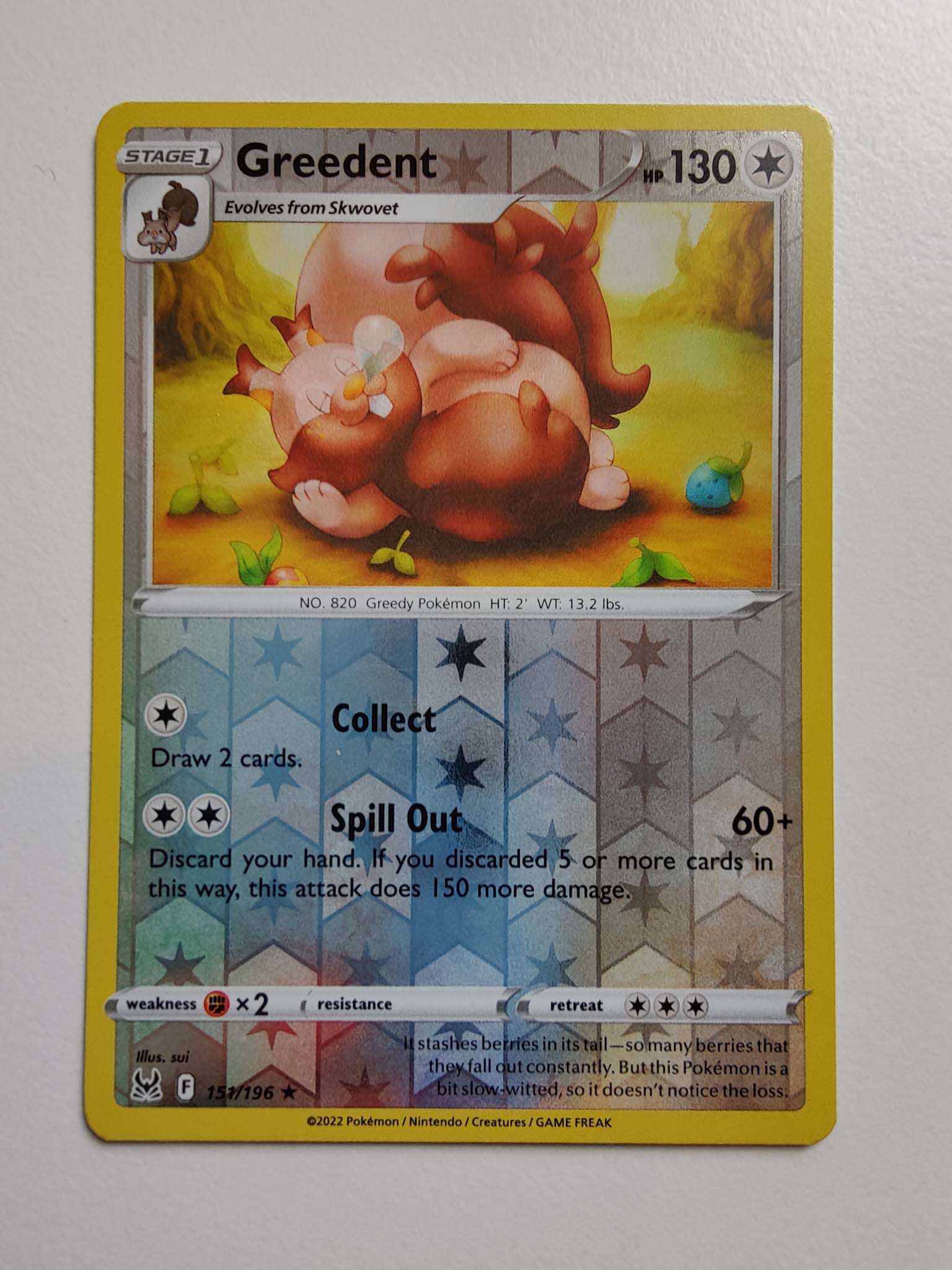 Greedent Reverse Rare #151/196 – Sword & Shield: Lost Origin Greedent Reverse Rare #151/196 – Sword & Shield: Lost Origin