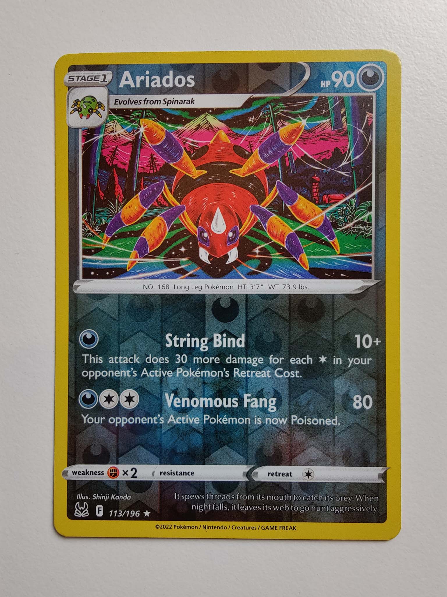 Ariados Reverse Rare #113/196 – Sword & Shield: Lost Origin Ariados Reverse Rare #113/196 – Sword & Shield: Lost Origin