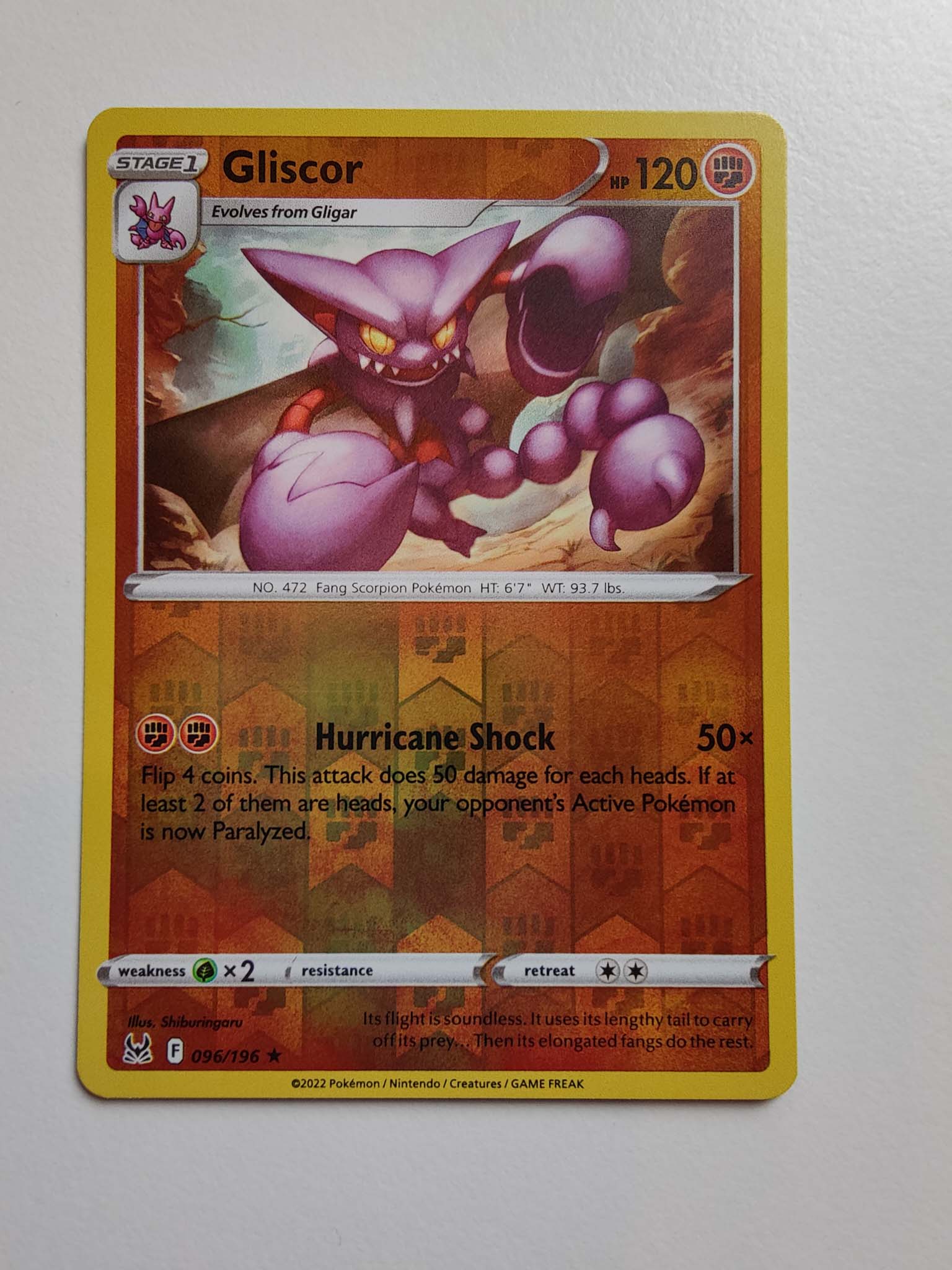 Gliscor Reverse Rare #096/196 – Sword & Shield: Lost Origin Gliscor Reverse Rare #096/196 – Sword & Shield: Lost Origin