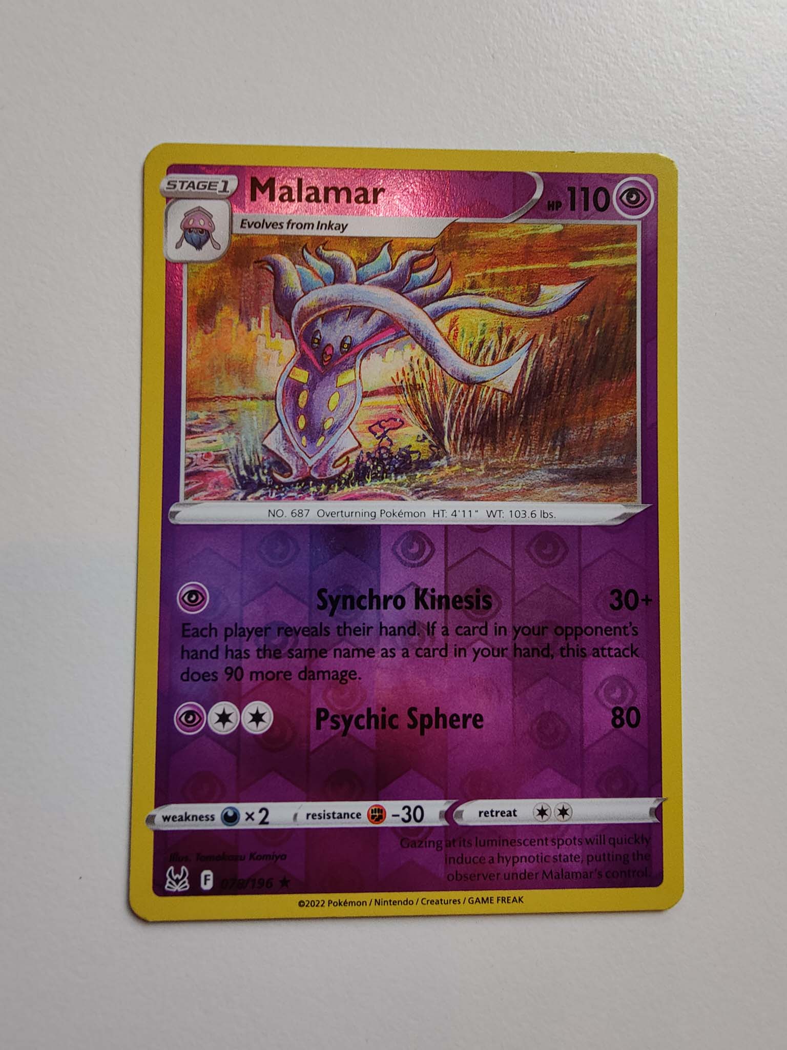 Malamar Reverse Rare #078/196 – Sword & Shield: Lost Origin Malamar Reverse Rare #078/196 – Sword & Shield: Lost Origin