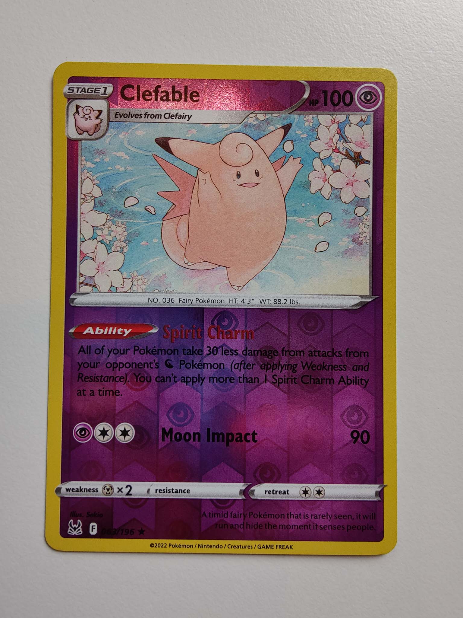 Clefable Reverse Rare #063/196 – Sword & Shield: Lost Origin