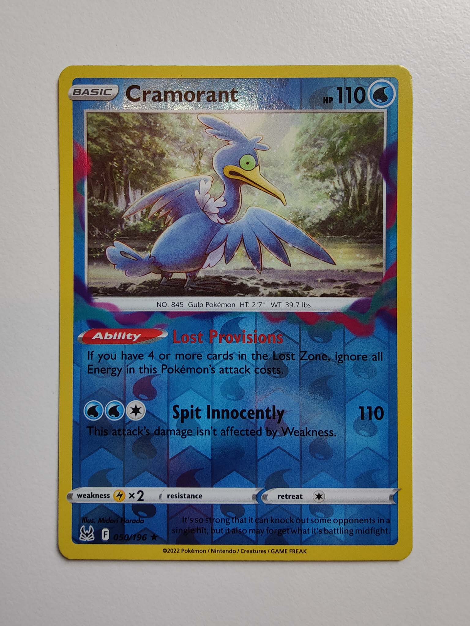 Cramorant Reverse Rare #055/196 – Sword & Shield: Lost Origin Cramorant Reverse Rare #055/196 – Sword & Shield: Lost Origin