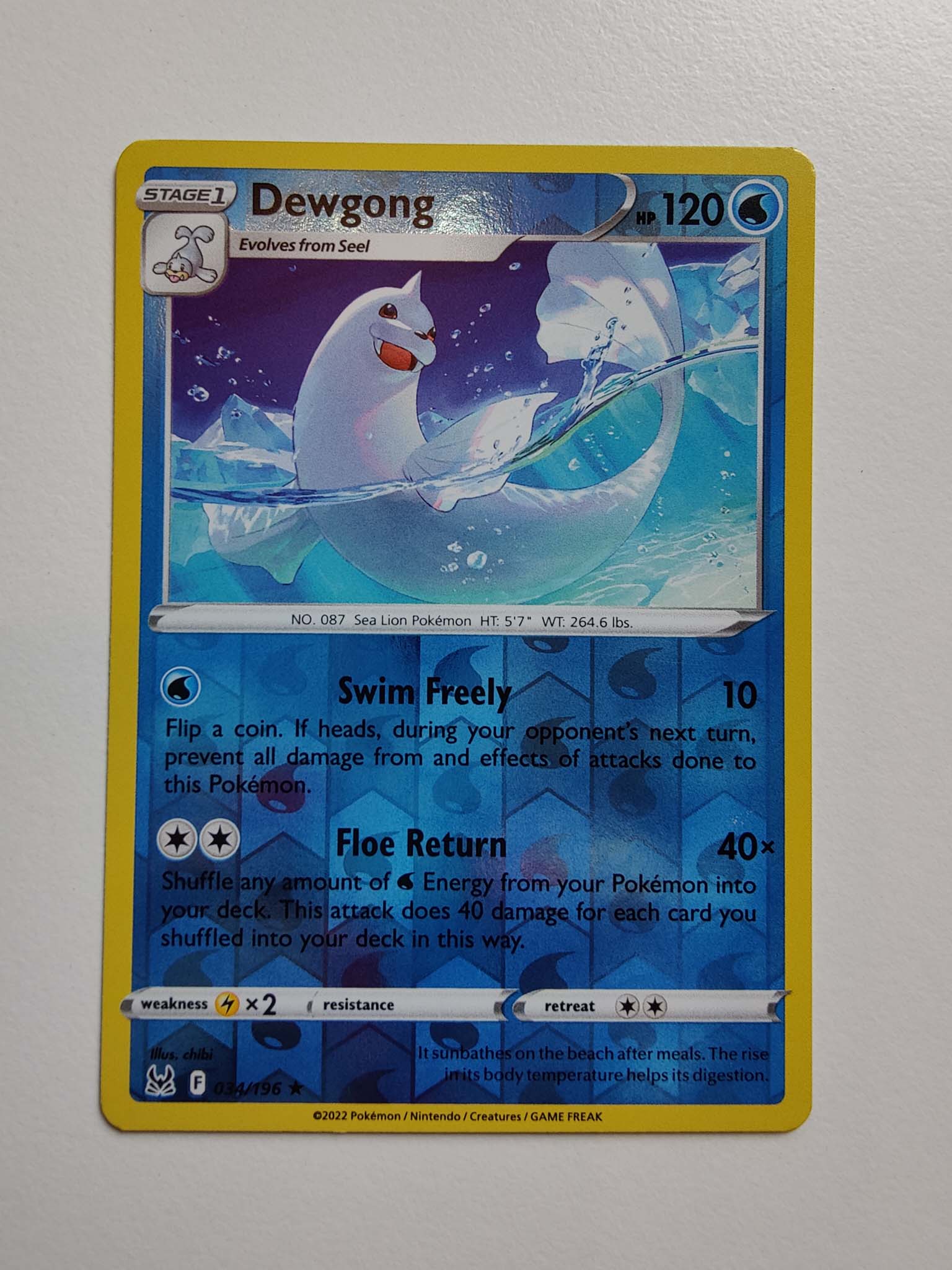 Dewgong Reverse Rare #034/196 – Sword & Shield: Lost Origin