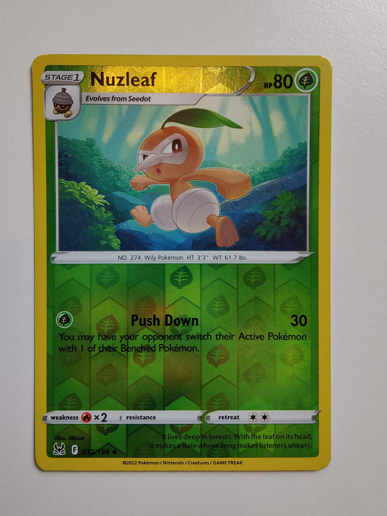 Nuzleaf Reverse #012/196 – Sword & Shield: Lost Origin Nuzleaf Reverse #012/196 – Sword & Shield: Lost Origin
