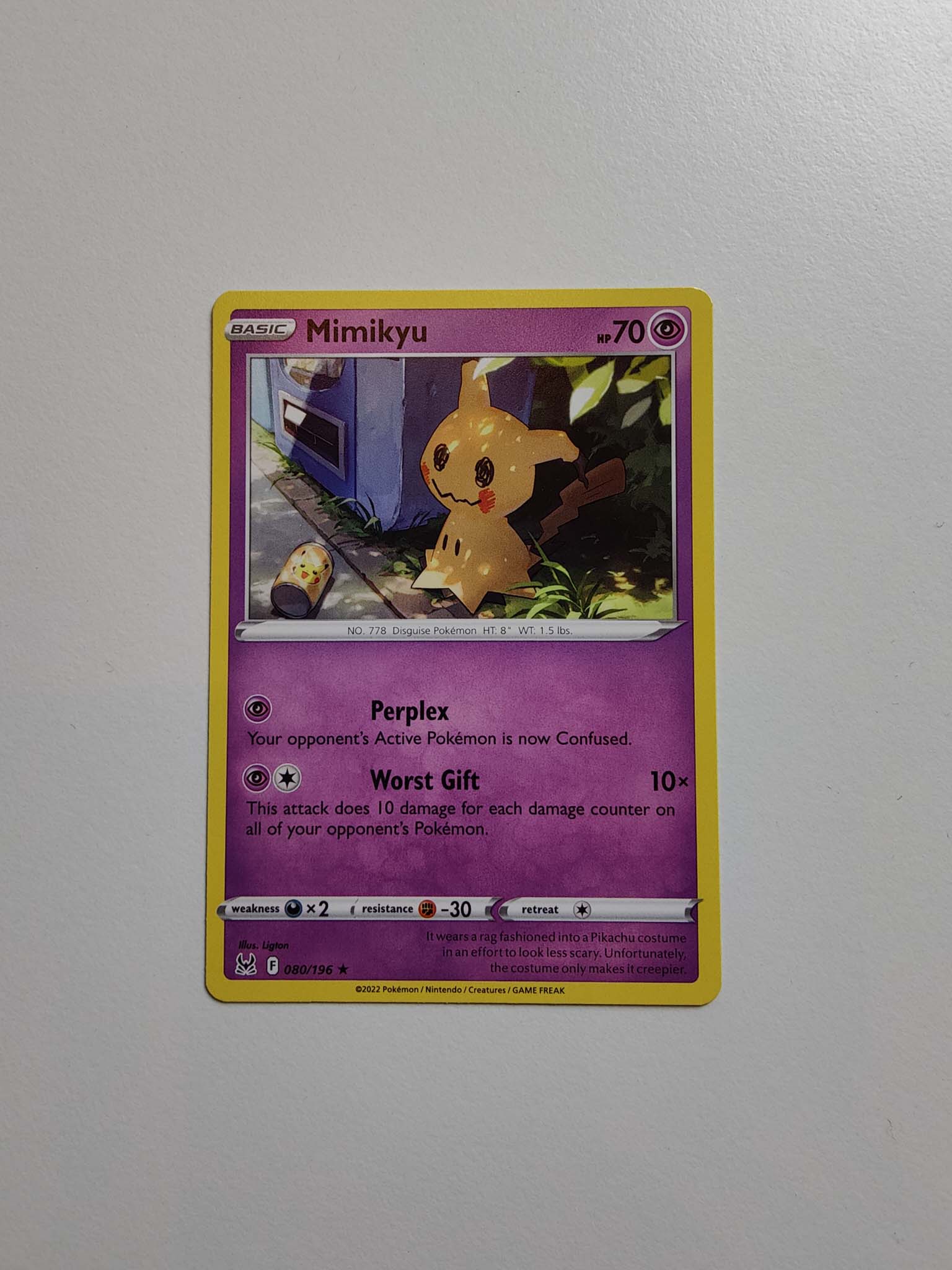Mimikyu Rare #80/196 – Sword & Shield: Lost Origin Mimikyu Rare #80/196 – Sword & Shield: Lost Origin