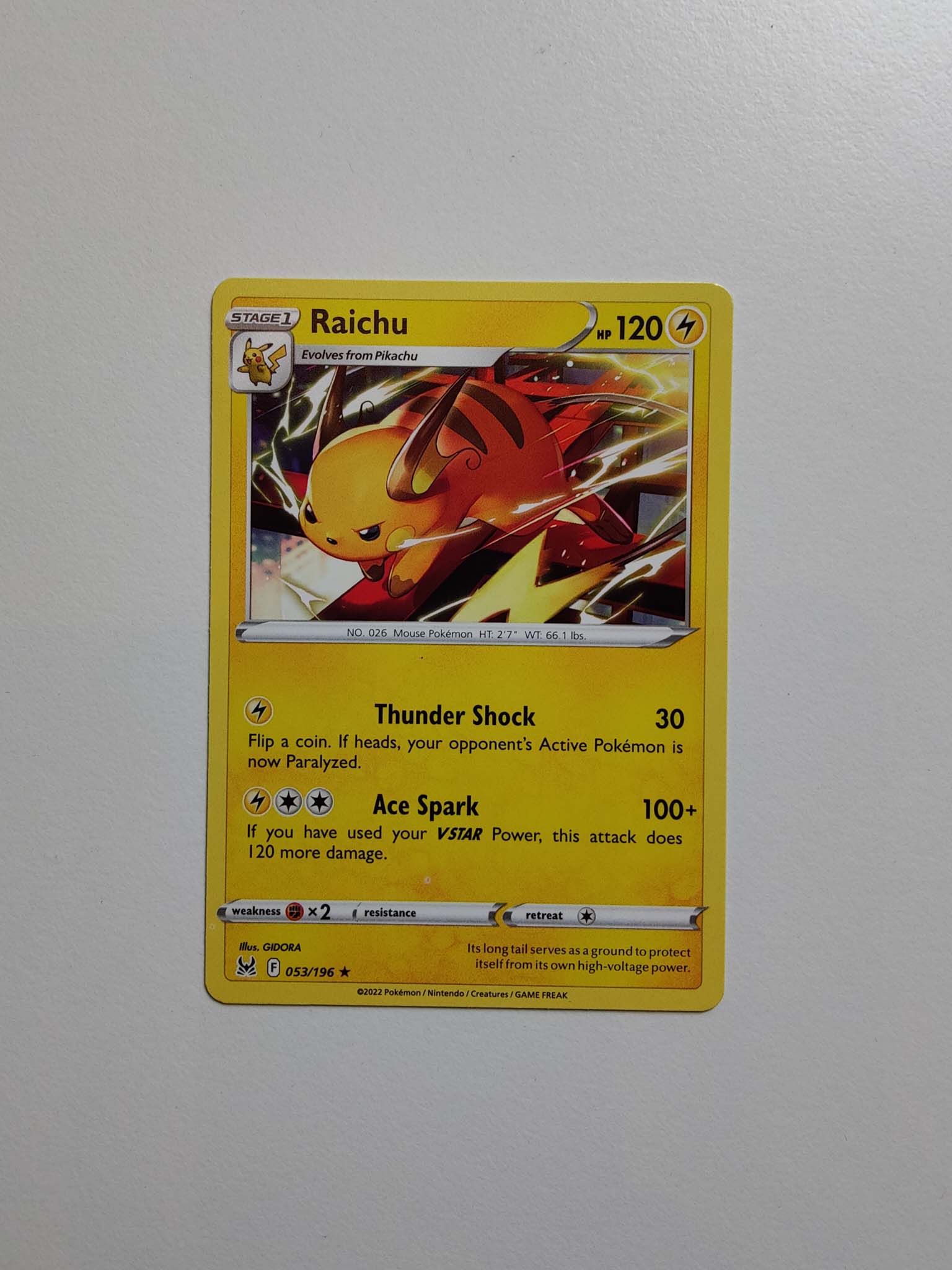 Raichu Rare #53/196 – Sword & Shield: Lost Origin Raichu Rare #53/196 – Sword & Shield: Lost Origin