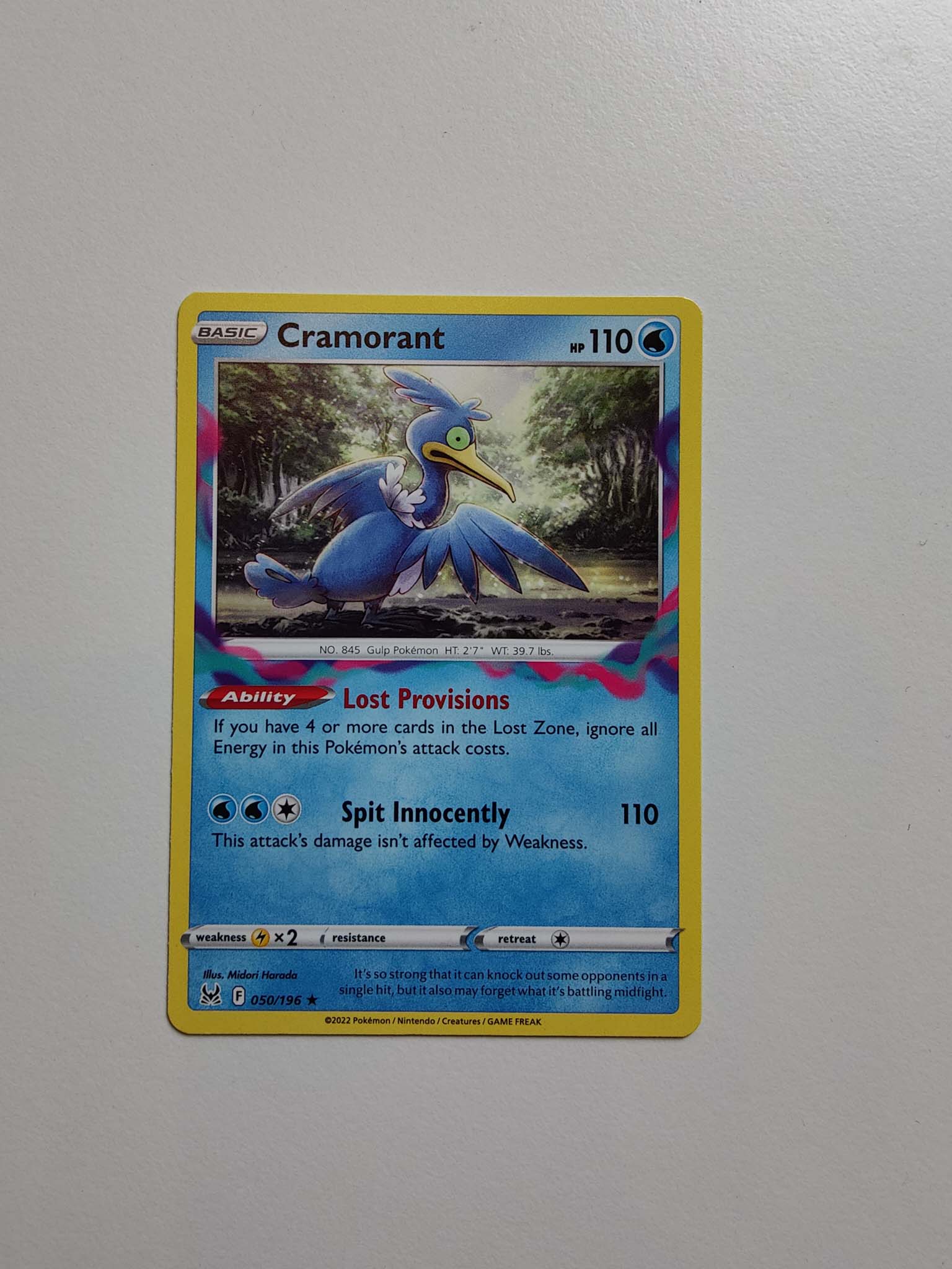 Cramorant Rare #50/196 – Sword & Shield: Lost Origin Cramorant Rare #50/196 – Sword & Shield: Lost Origin