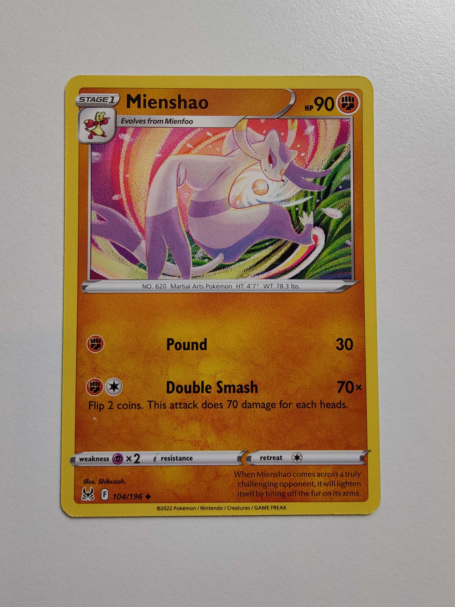 Mienshao #104/196 – Sword & Shield: Lost Origin Mienshao #104/196 – Sword & Shield: Lost Origin