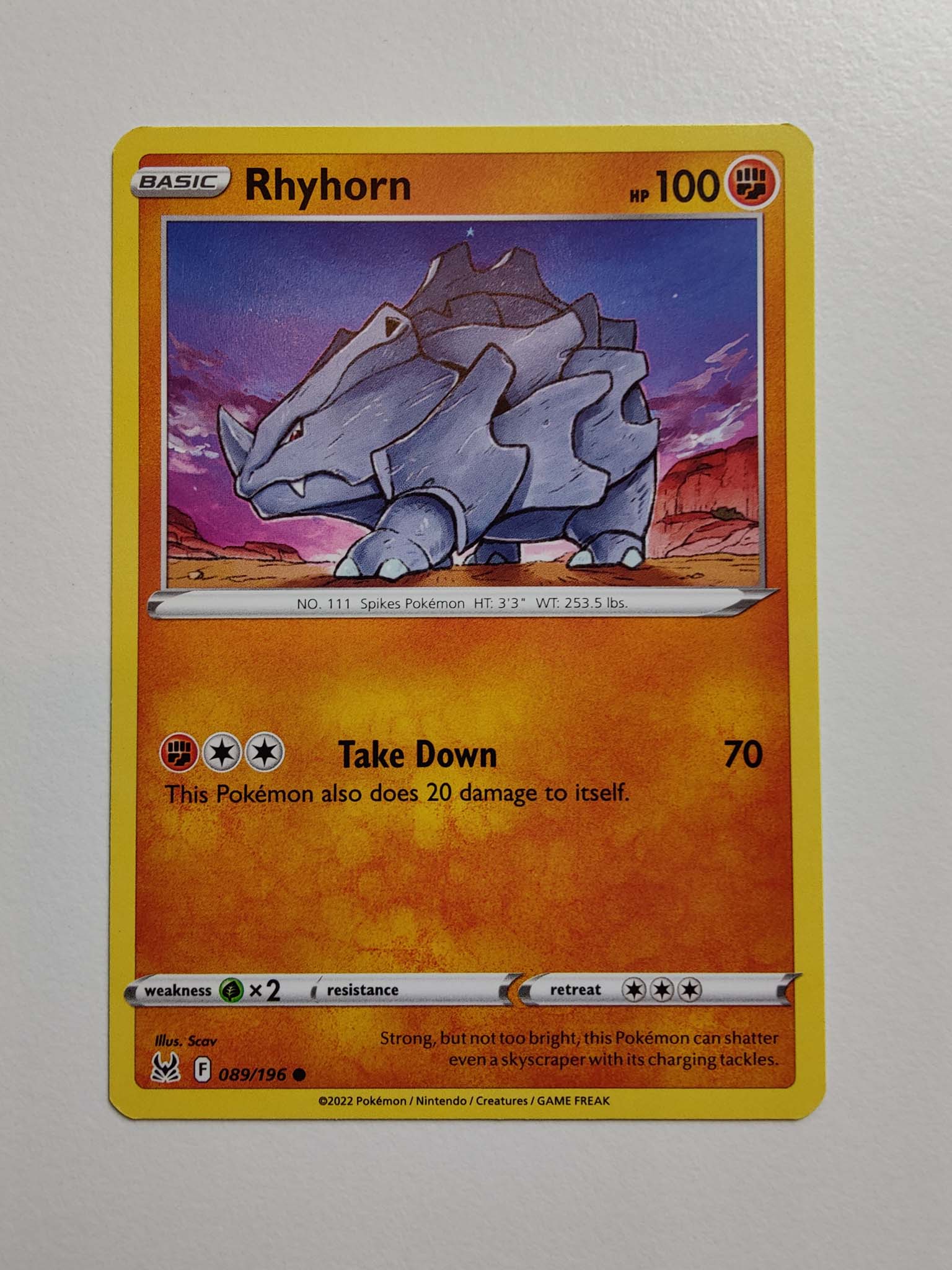 Rhyhorn #89/196 – Sword & Shield: Lost Origin Rhyhorn #89/196 – Sword & Shield: Lost Origin